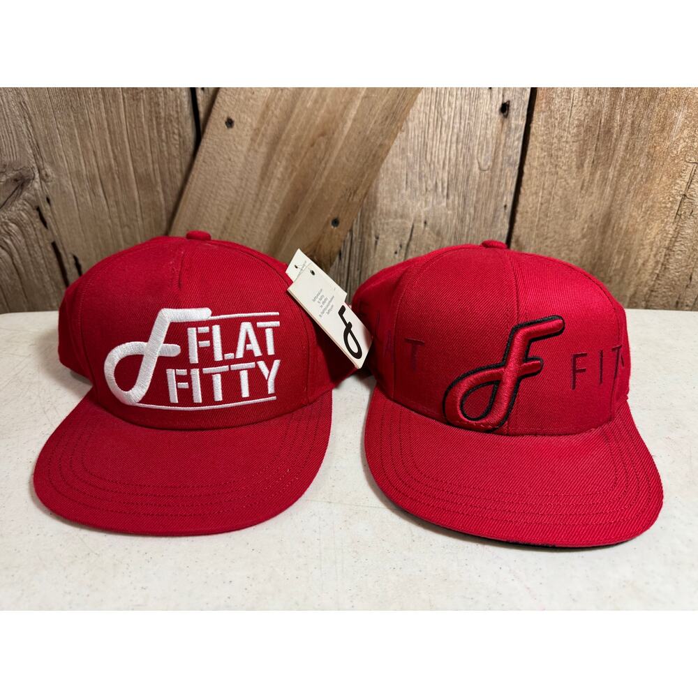 Set Of 2 Flat Fitty Snapback Caps Baseball Hats W/ Embroidered Logos 1-2012 NWT